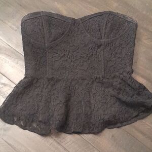Black lace tube top zipper in back forever 21 size large lace